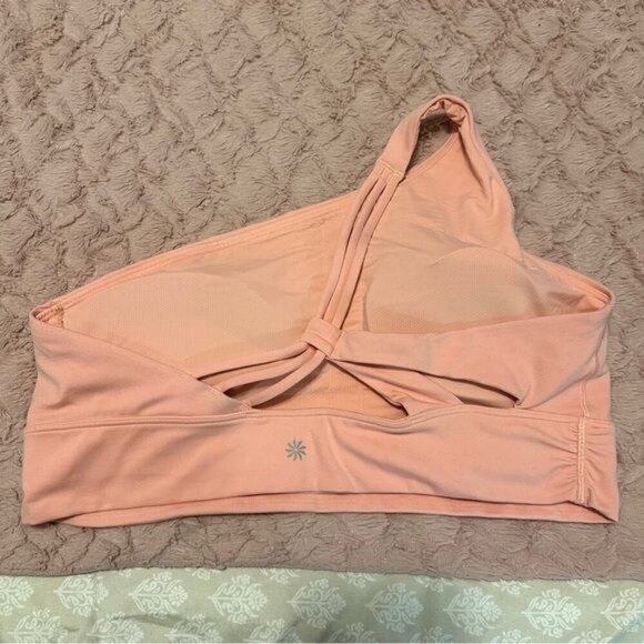 Athleta Athena Bra A-C Sz XL Peachy Pink Orange One Shoulder - Picture 4 of 9